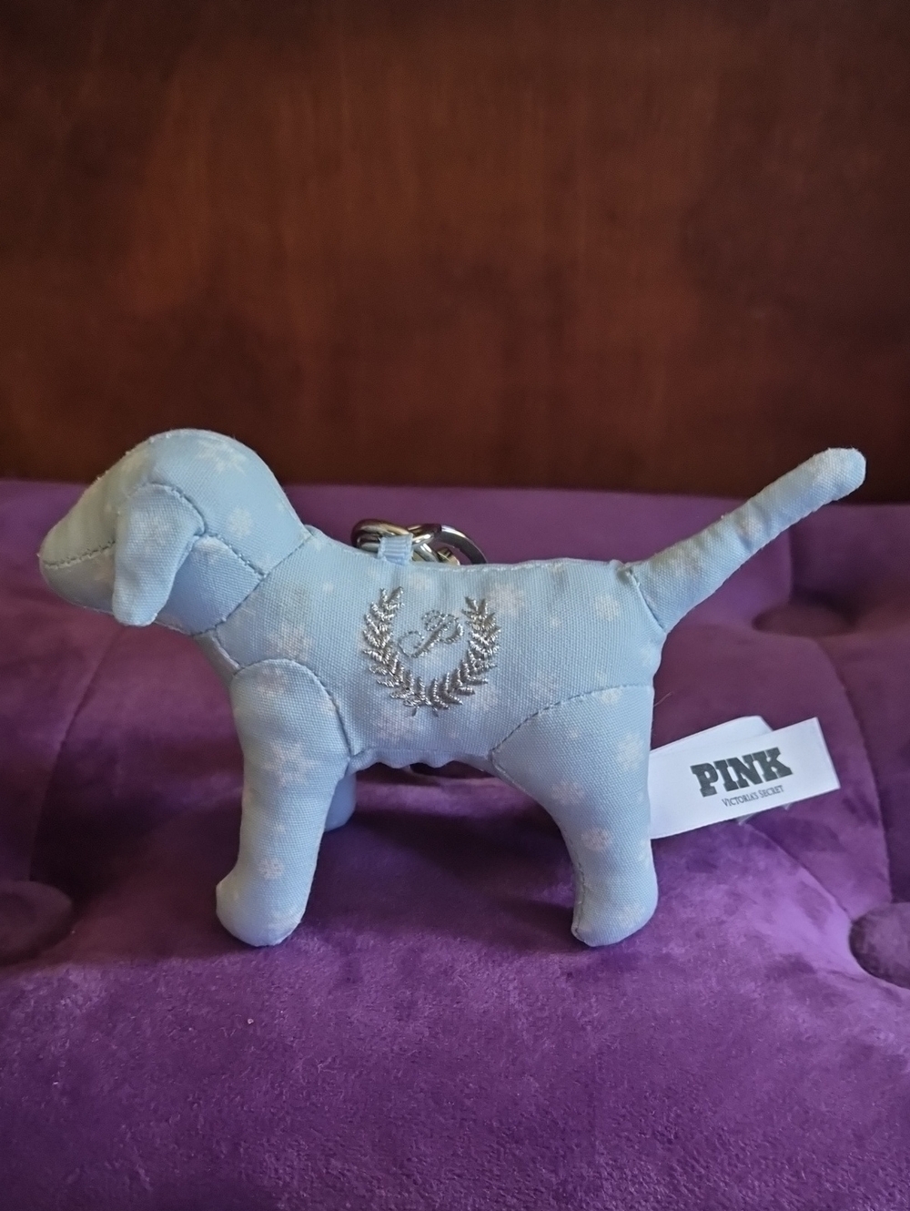 NWT PINK Victoria's Secret Light Blue Puppy Keychain